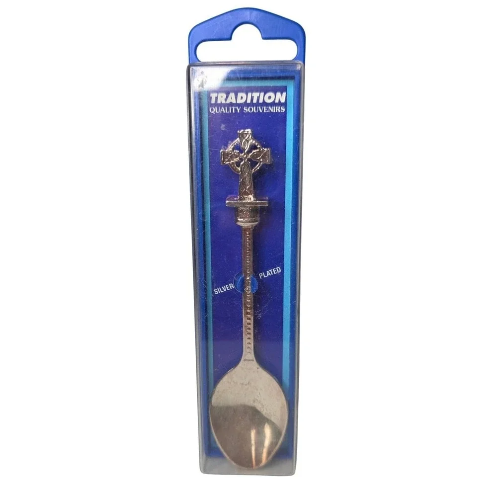 Vintage Silver Plated Cross Spoon Tradition Quality Souvenirs Carded